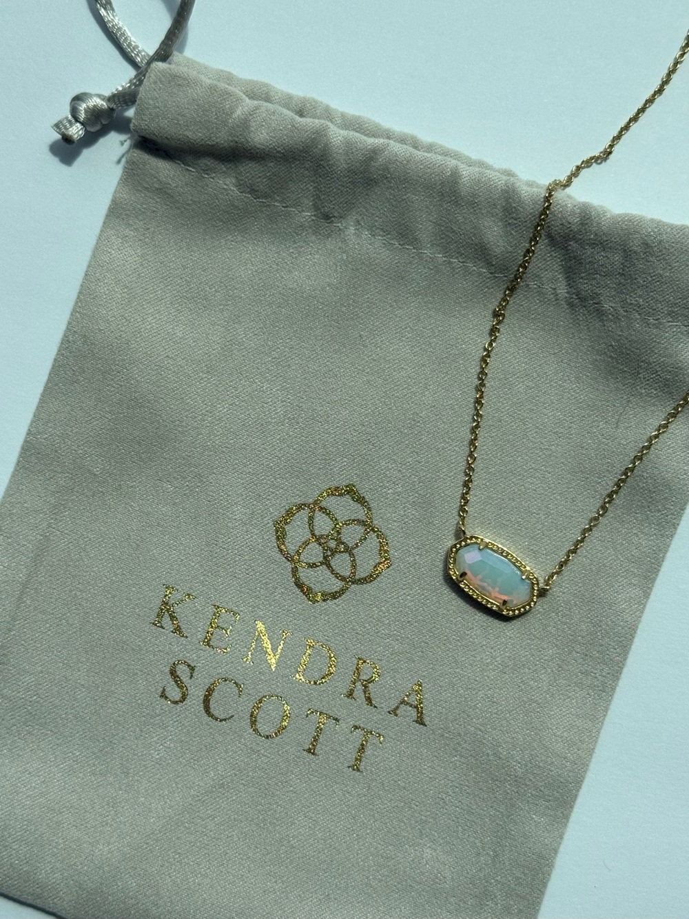 Kendra Scott Gold White Kyocera Opal Elisa Pendant Necklace